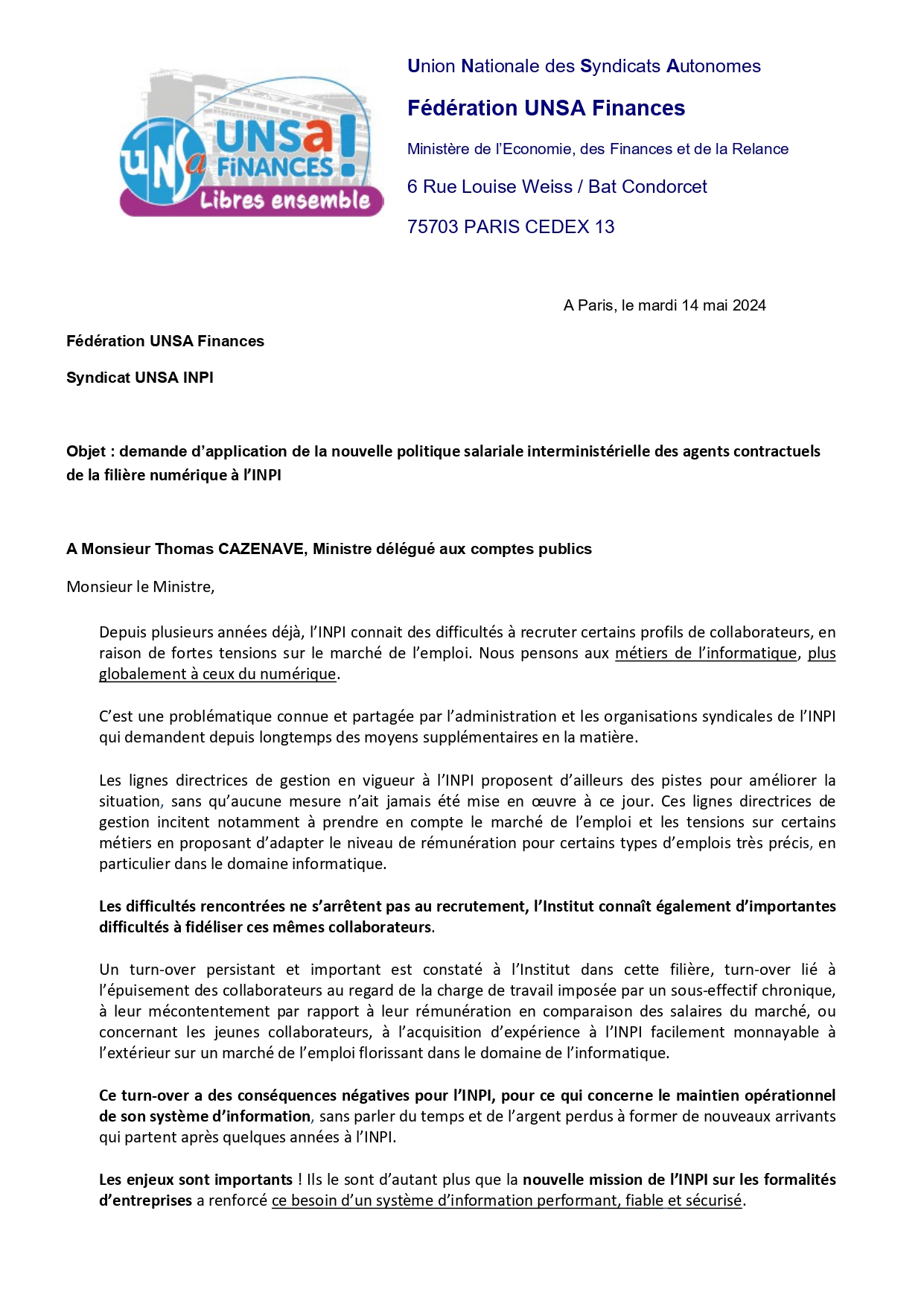 Courrier UNSA à Th CAZENAVE pour INPI Mai 2024_page-0001.jpg, mai 2024