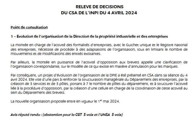 Relevé de décision du CSA de l'INPI du 4 Avril 2024.jpg, avr. 2024